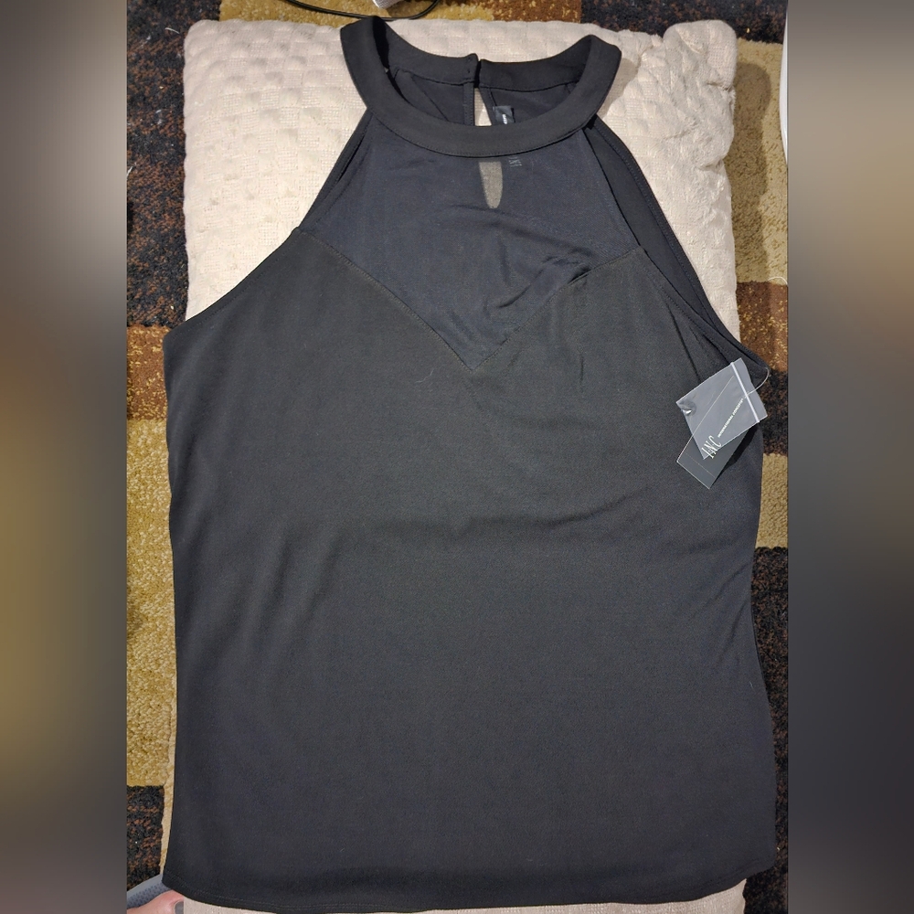INC International Concepts Halter Neck Black Top L